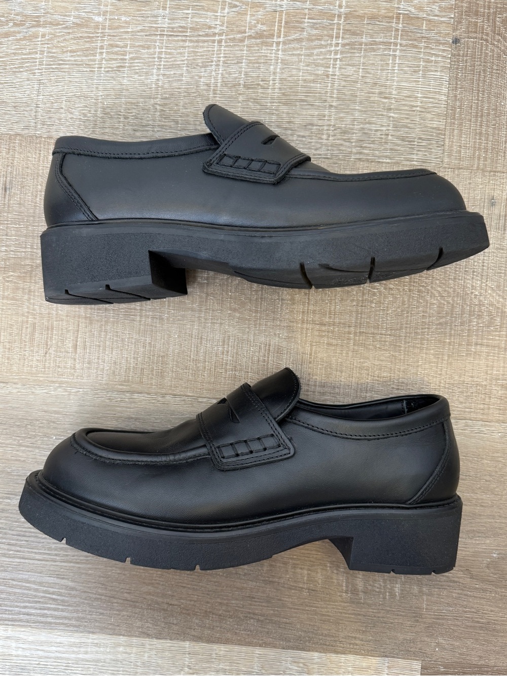 COS Size US 10 / EU 40 Chunky Leather Black Penny Loafers - Picture 4 of 8